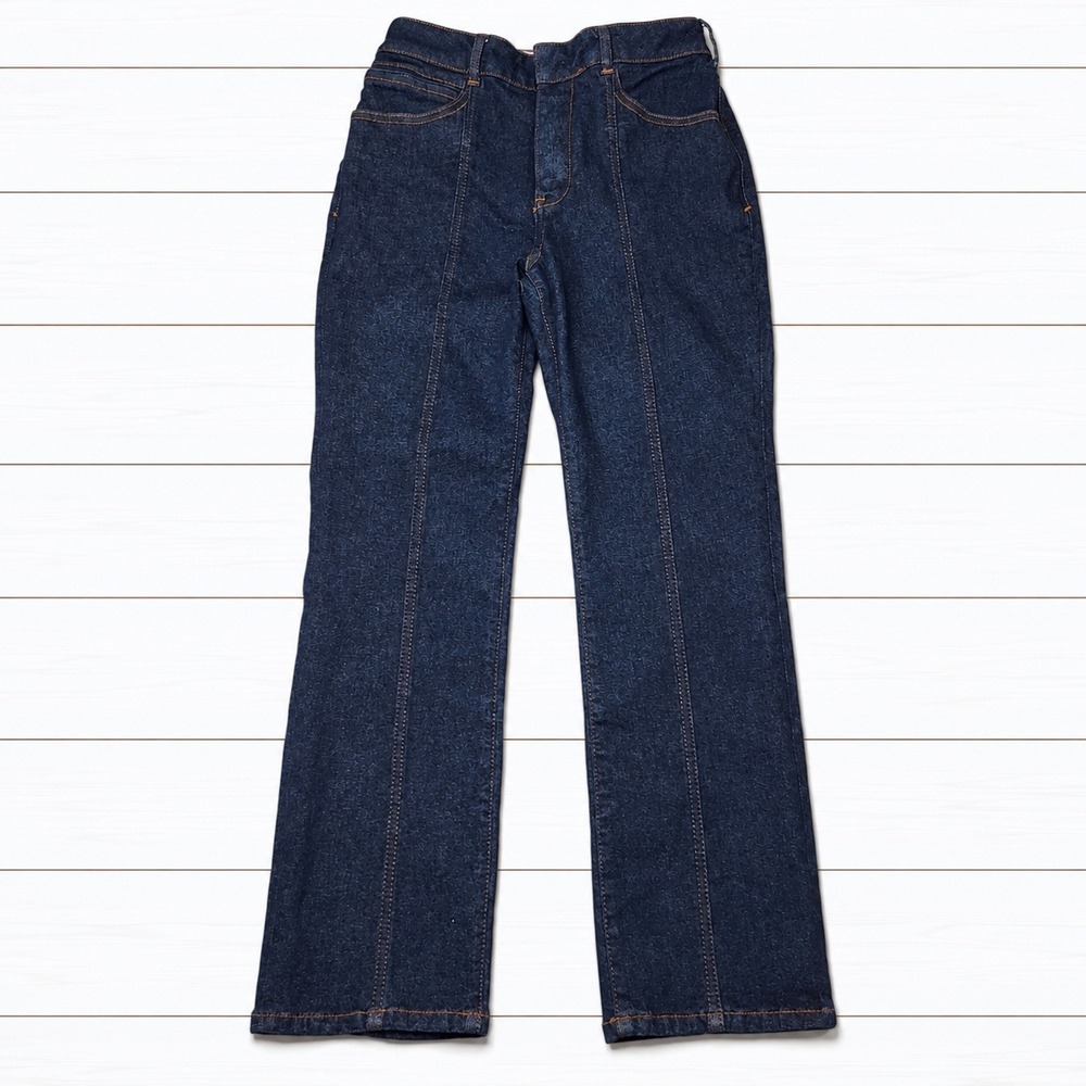 Pilcro Anthropologie Seamed Straight Leg Jeans Dark Wash Indigo Blue Zip 29